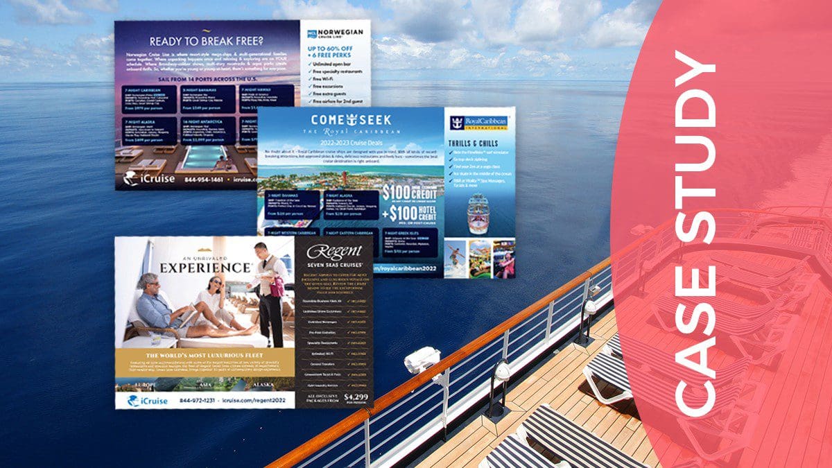 Examples of personalized marketing materials used by arrivia to increase bookings from cruise travelers who had turned to other forms of travel during the pandemic